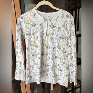 Roller Rabbit pajamas henley top hippity hoppity spring bunny print long sleeve